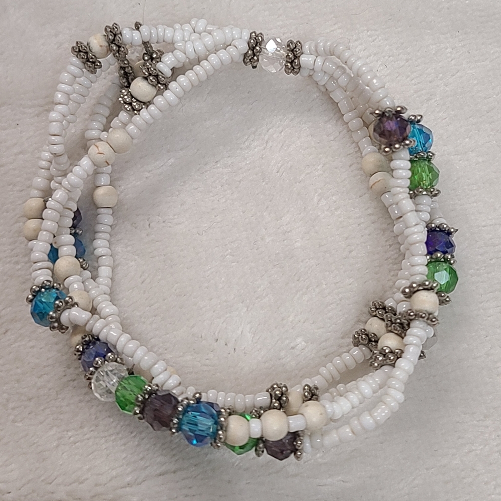 Multicolored Multi Strand Mixed Bead & Crystal Br… - image 4